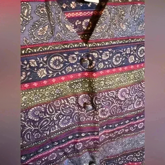 100% Silk Paisley Vest 14 Talbots Striped Button-up Purple Green Satin - Picture 4 of 7